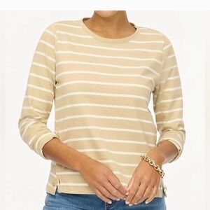 J. Crew Beige and White Striped Long Sleeve Top